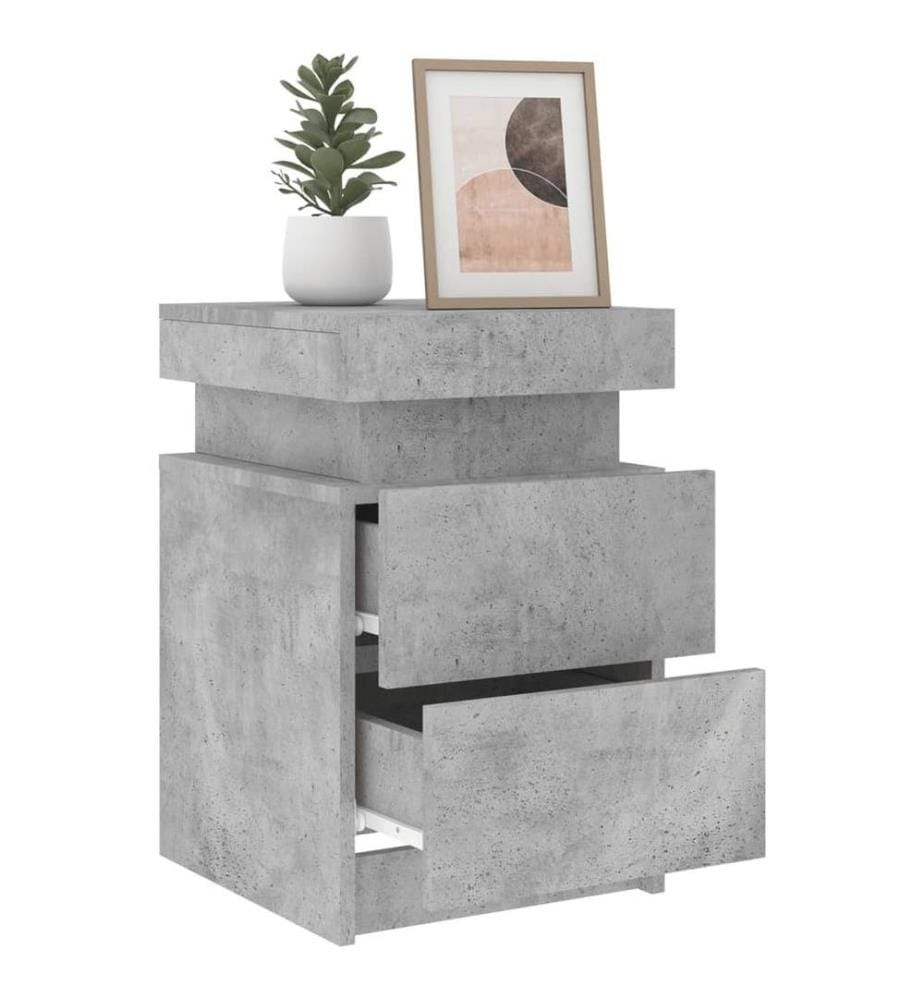 Nachttische mit LED-Leuchten 2 Stk. Betongrau 35x39x55 cm