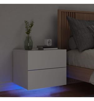 Table de chevet murale avec lumières LED blanc