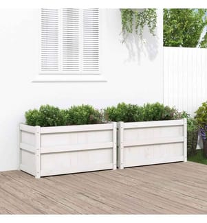 Jardinières 2 pcs blanc bois de pin massif