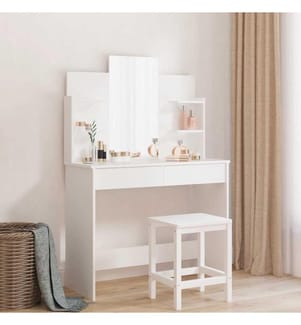 Schminktisch mit Spiegel Weiss 96x39x142 cm