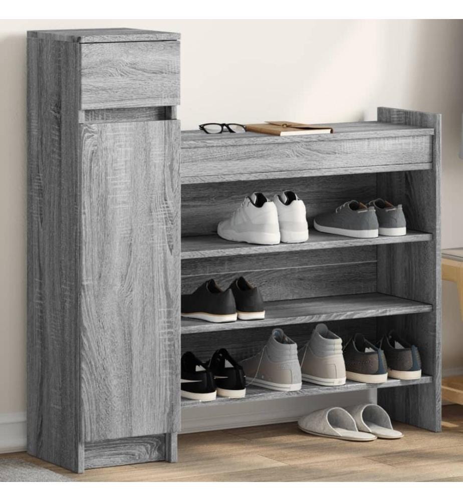 Schuhschrank Grau Sonoma 100,5x28x100 cm Holzwerkstoff