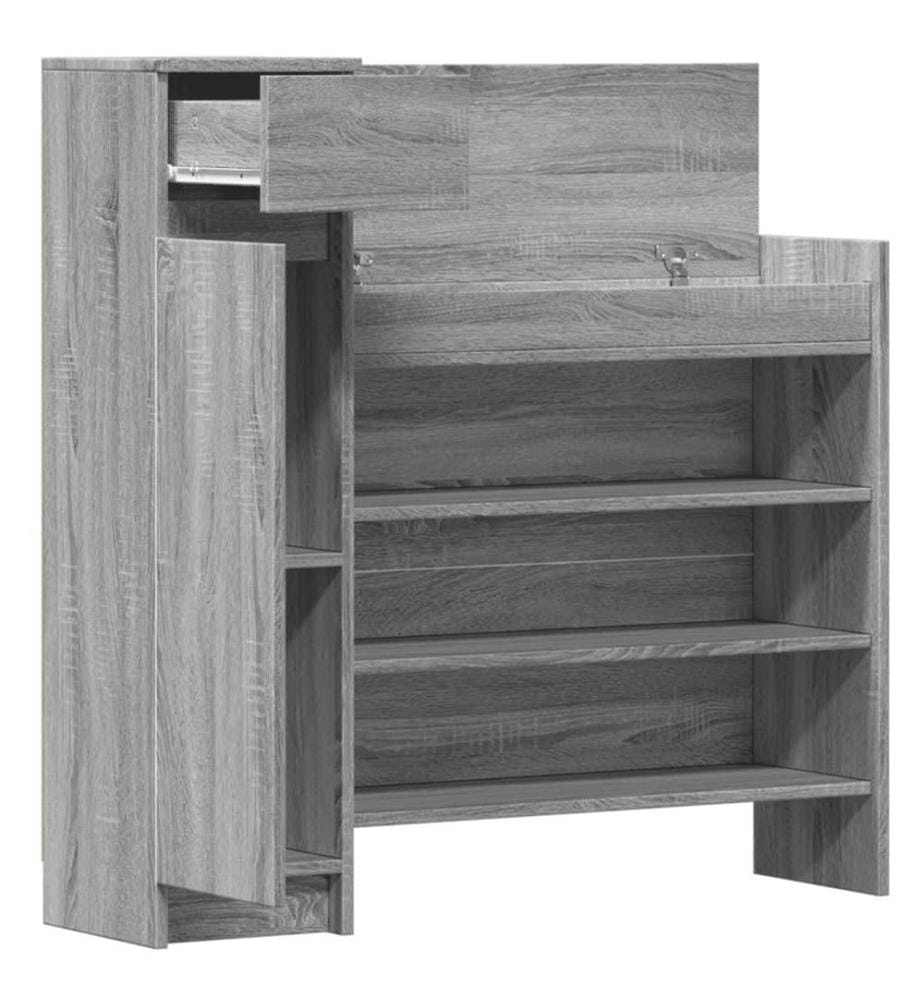 Schuhschrank Grau Sonoma 100,5x28x100 cm Holzwerkstoff