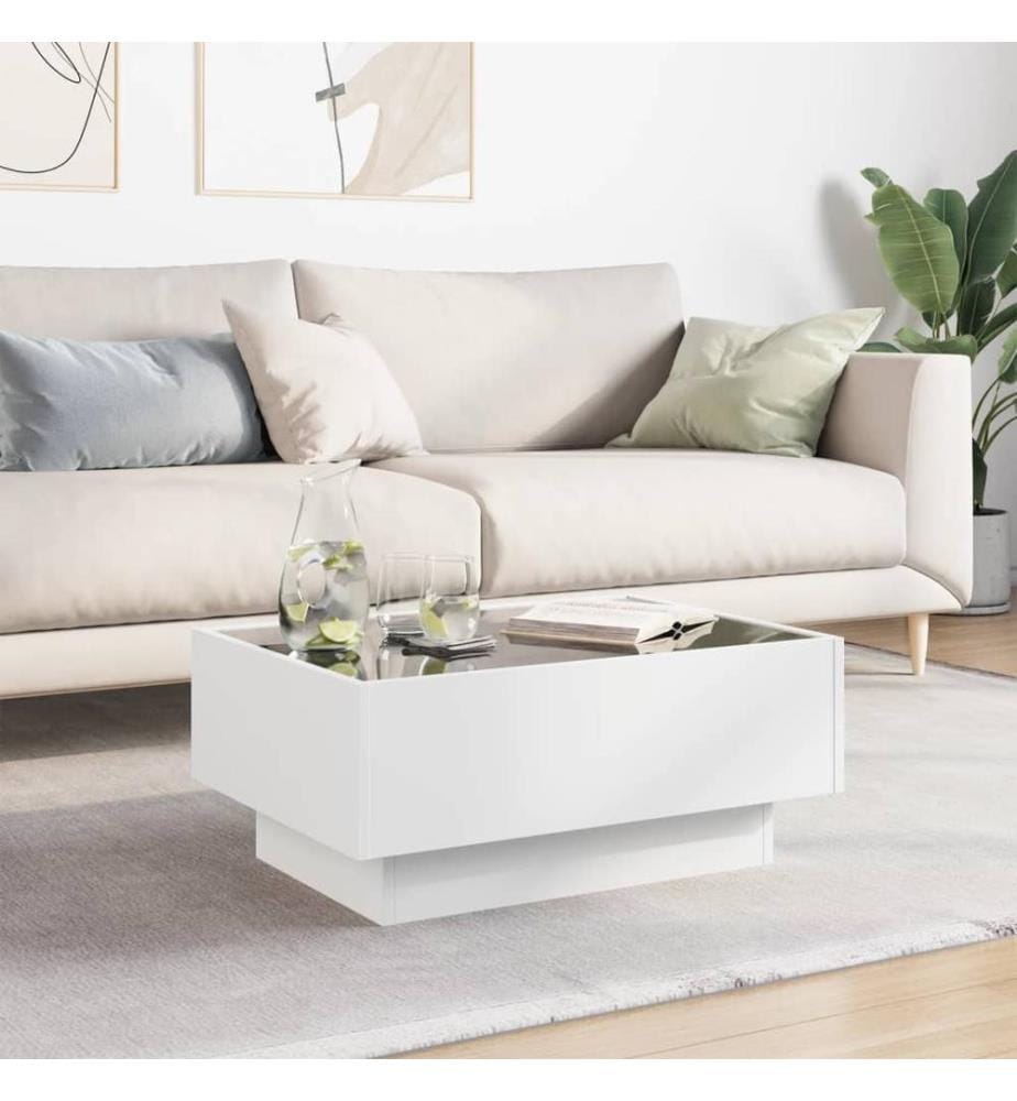 LED-Couchtisch Weiss 70x50x30 cm Holzwerkstoff