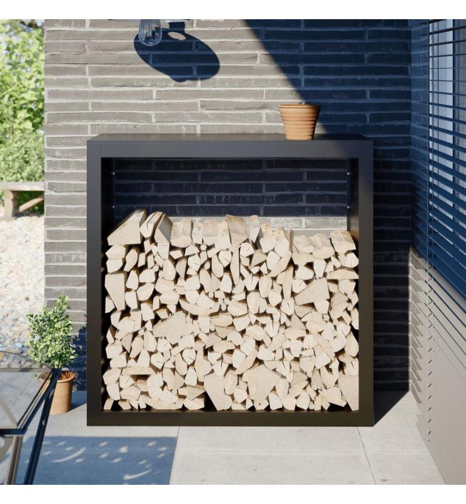Brennholzregal Schwarz 100x40x100 cm Stahl