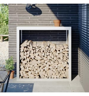 Brennholzregal Weiss 100x40x100 cm Stahl