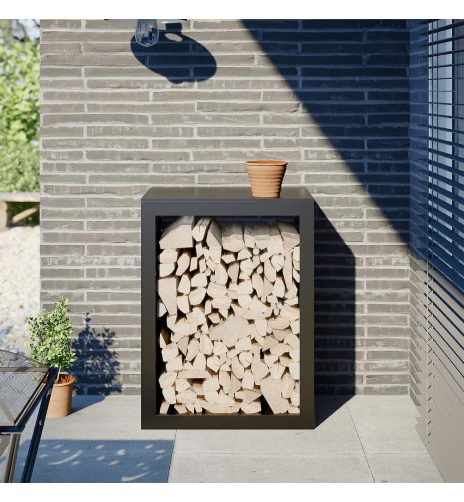 Brennholzregal Schwarz 60x40x80 cm Stahl