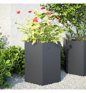 Garten-Pflanzgefässe 2 Stück Anthrazit Sechseckig 46x40x45 Stahl