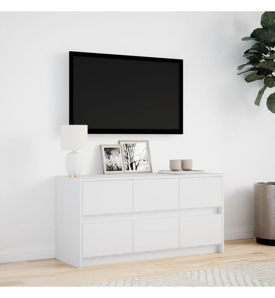 Meuble TV avec LED blanc 100x34x50 cm bois d'ingénierie
