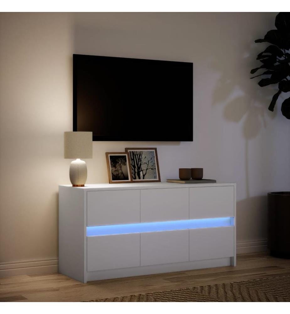 Meuble TV avec LED blanc 100x34x50 cm bois d'ingénierie