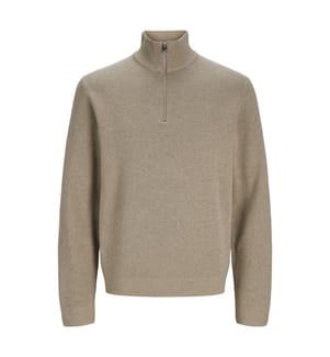 Pullover mit halbem Reissverschluss - Grège-Mischung