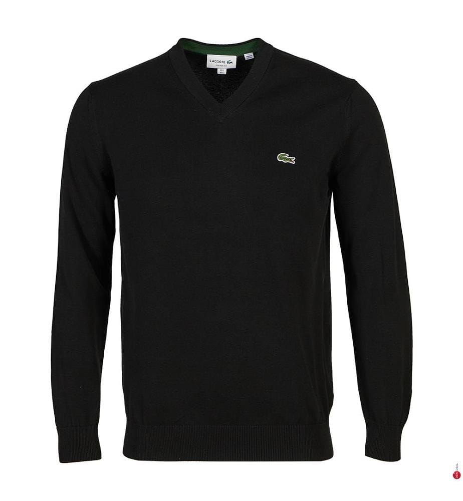 Pull à col V en coton biologique - Noir