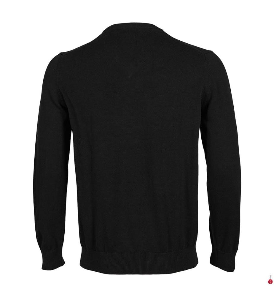 Pull à col V en coton biologique - Noir