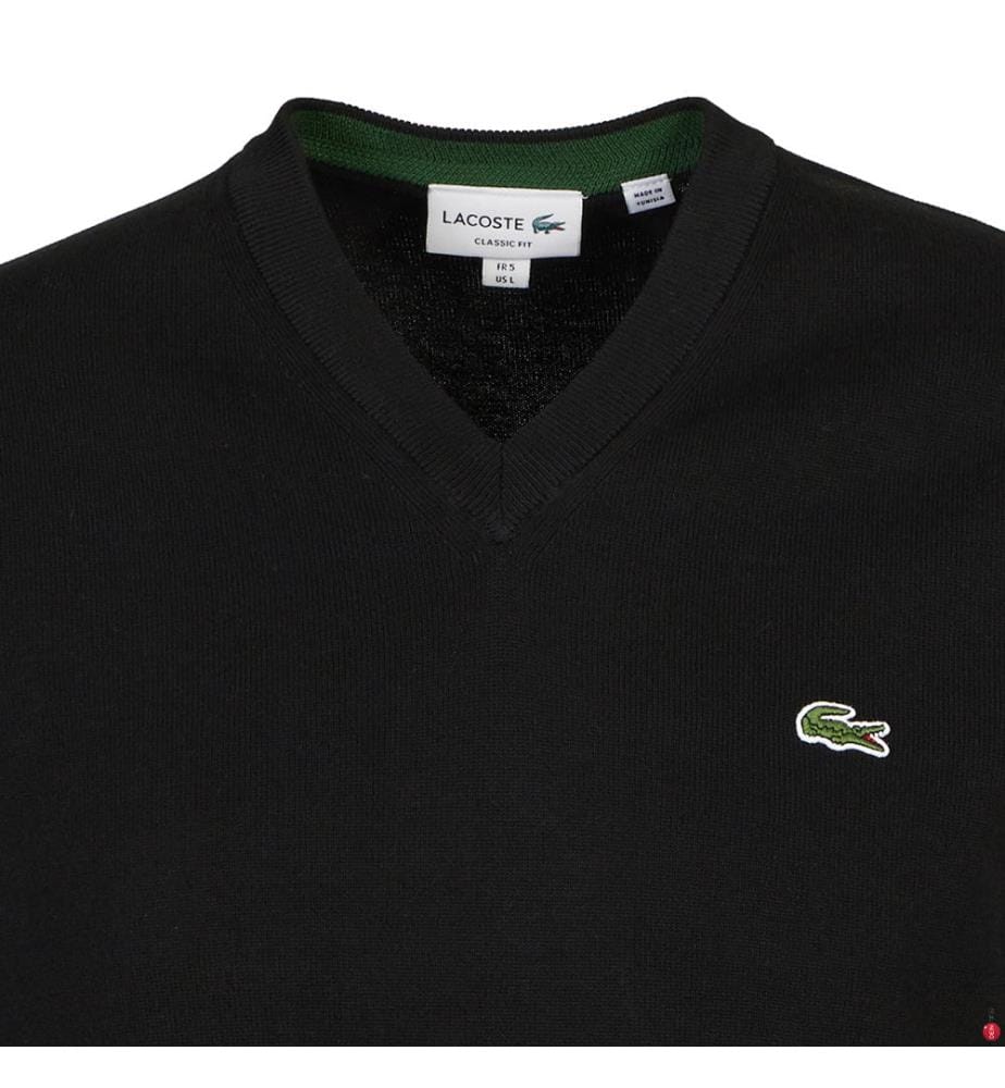 Pull à col V en coton biologique - Noir