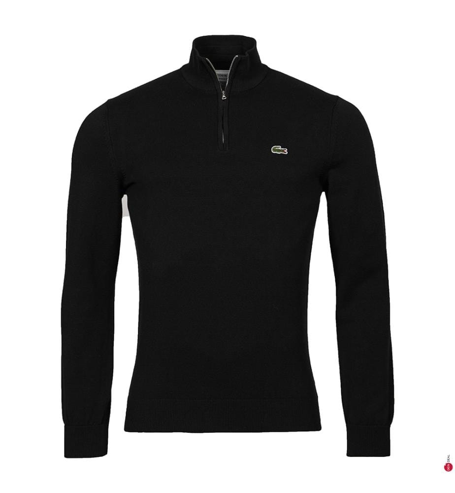Pull col montant zippé en coton - Noir