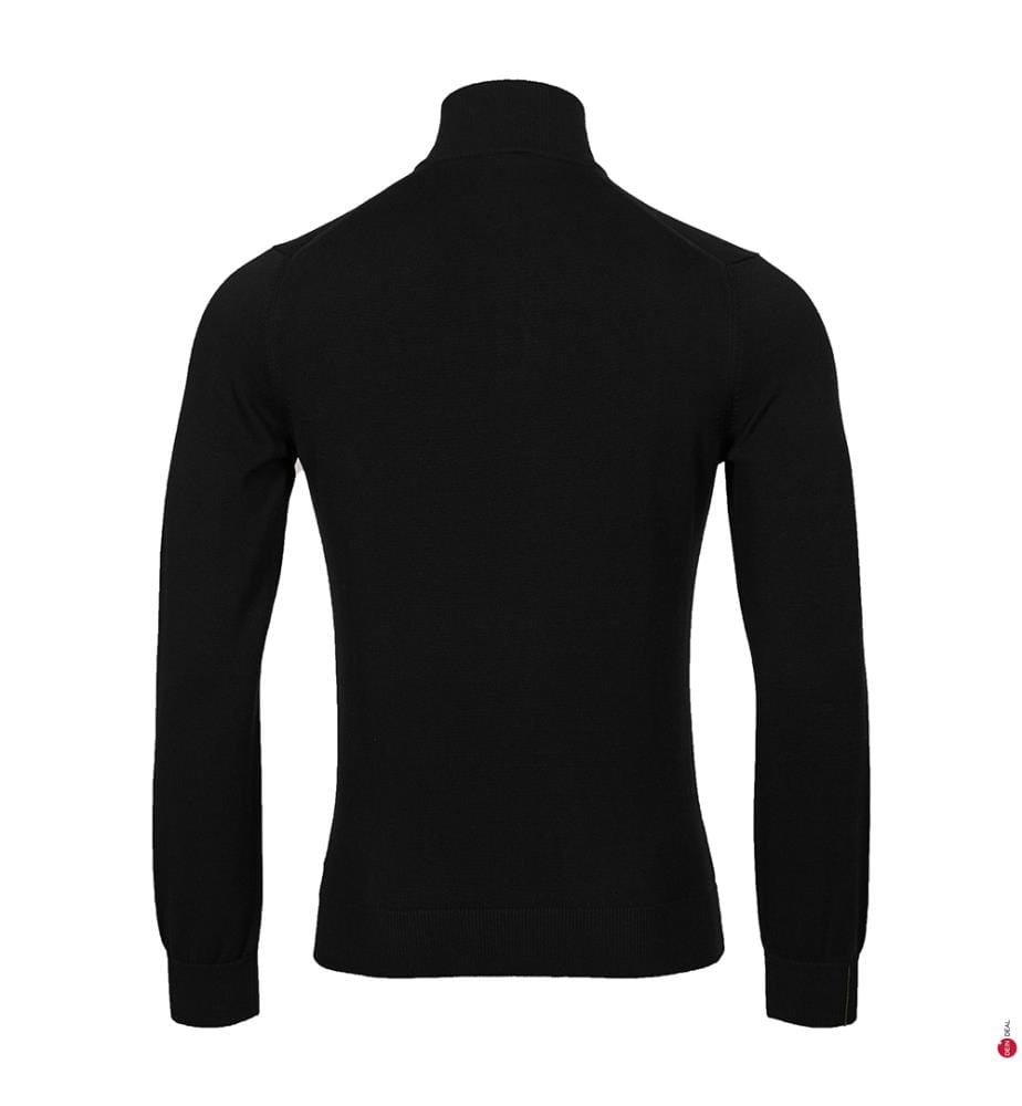 Pull col montant zippé en coton - Noir