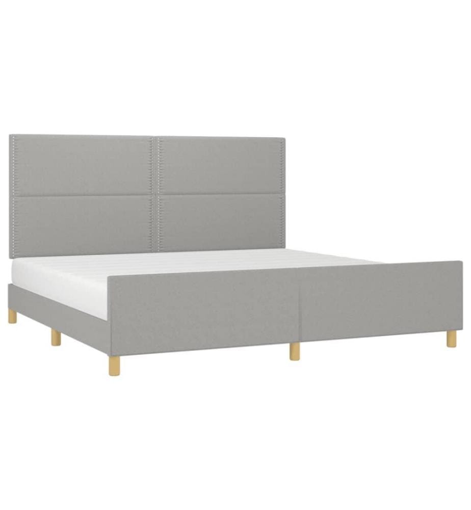 Bettgestell mit Kopfteil Hellgrau 200x200 cm Stoff