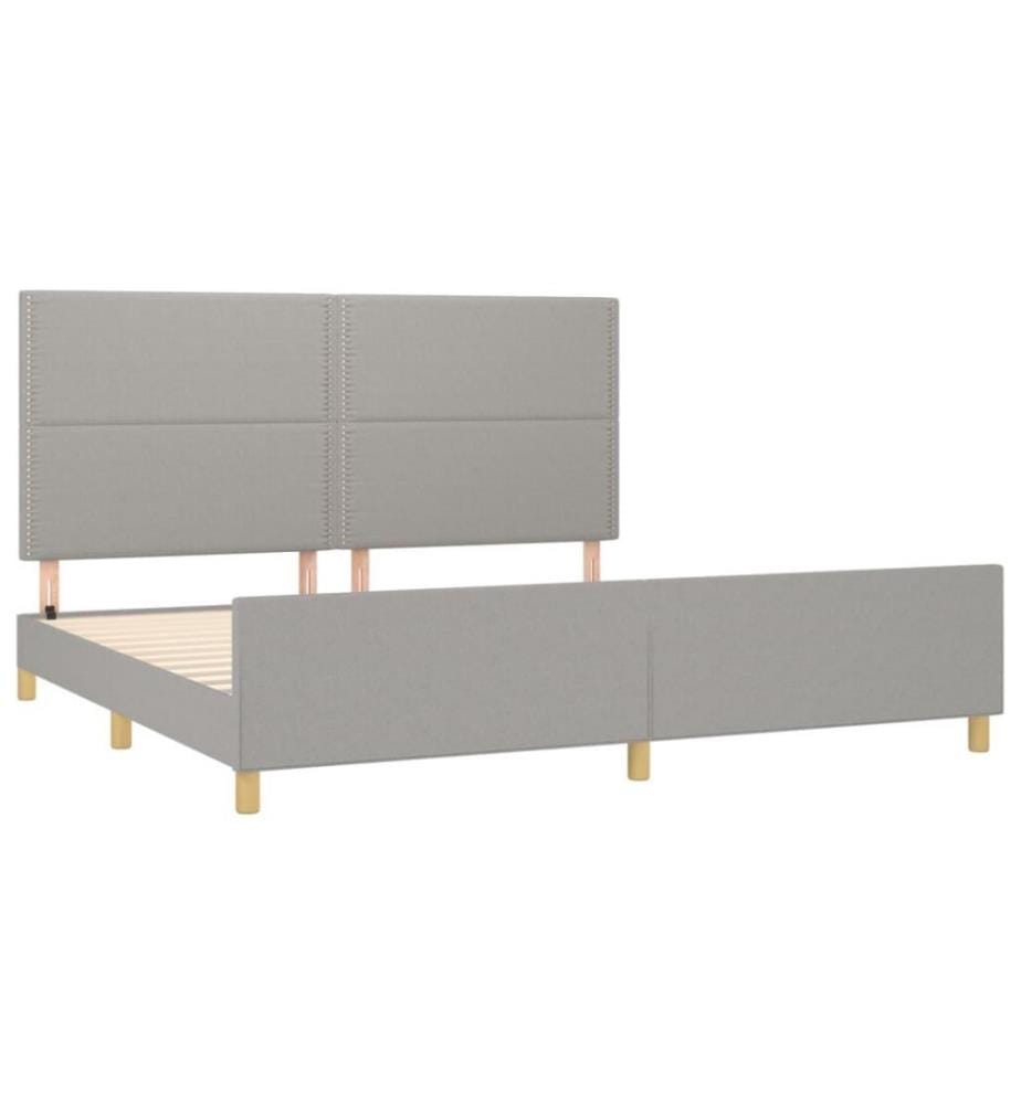 Bettgestell mit Kopfteil Hellgrau 200x200 cm Stoff