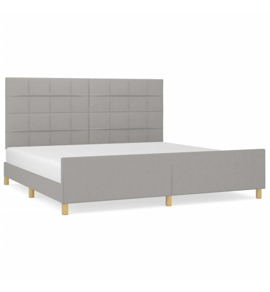 Bettgestell mit Kopfteil Hellgrau 200x200 cm Stoff