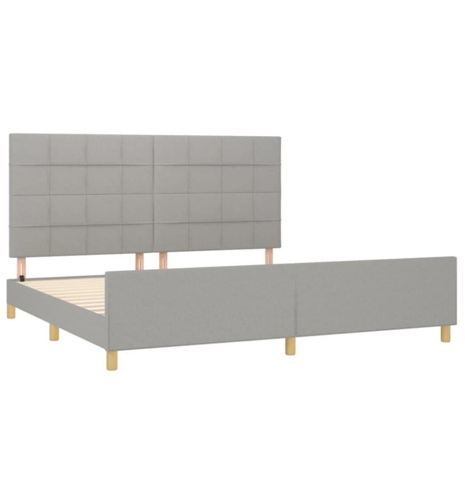 Bettgestell mit Kopfteil Hellgrau 200x200 cm Stoff