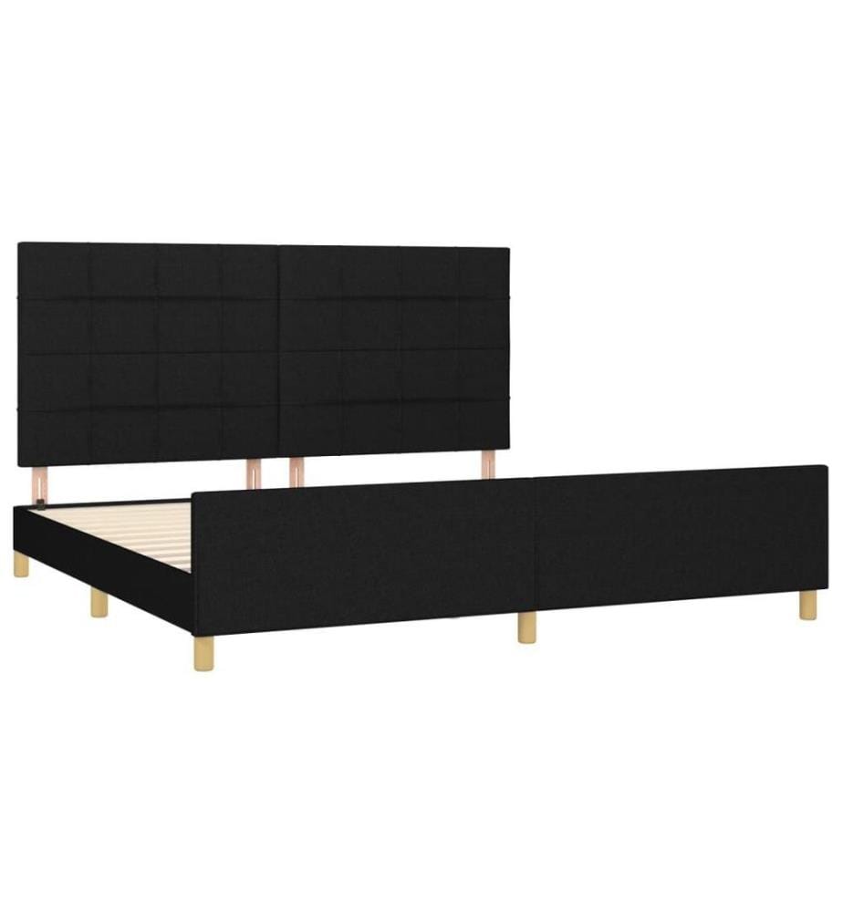 Cadre de lit avec tête de lit Noir 200x200 cm Tissu