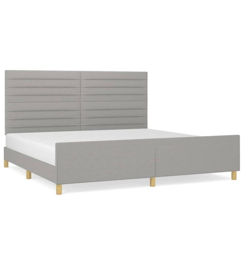 Bettgestell mit Kopfteil Hellgrau 200x200 cm Stoff