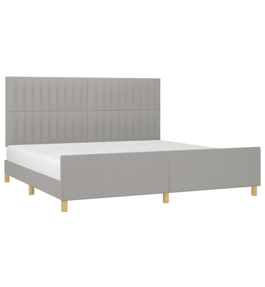 Bettgestell mit Kopfteil Hellgrau 200x200 cm Stoff