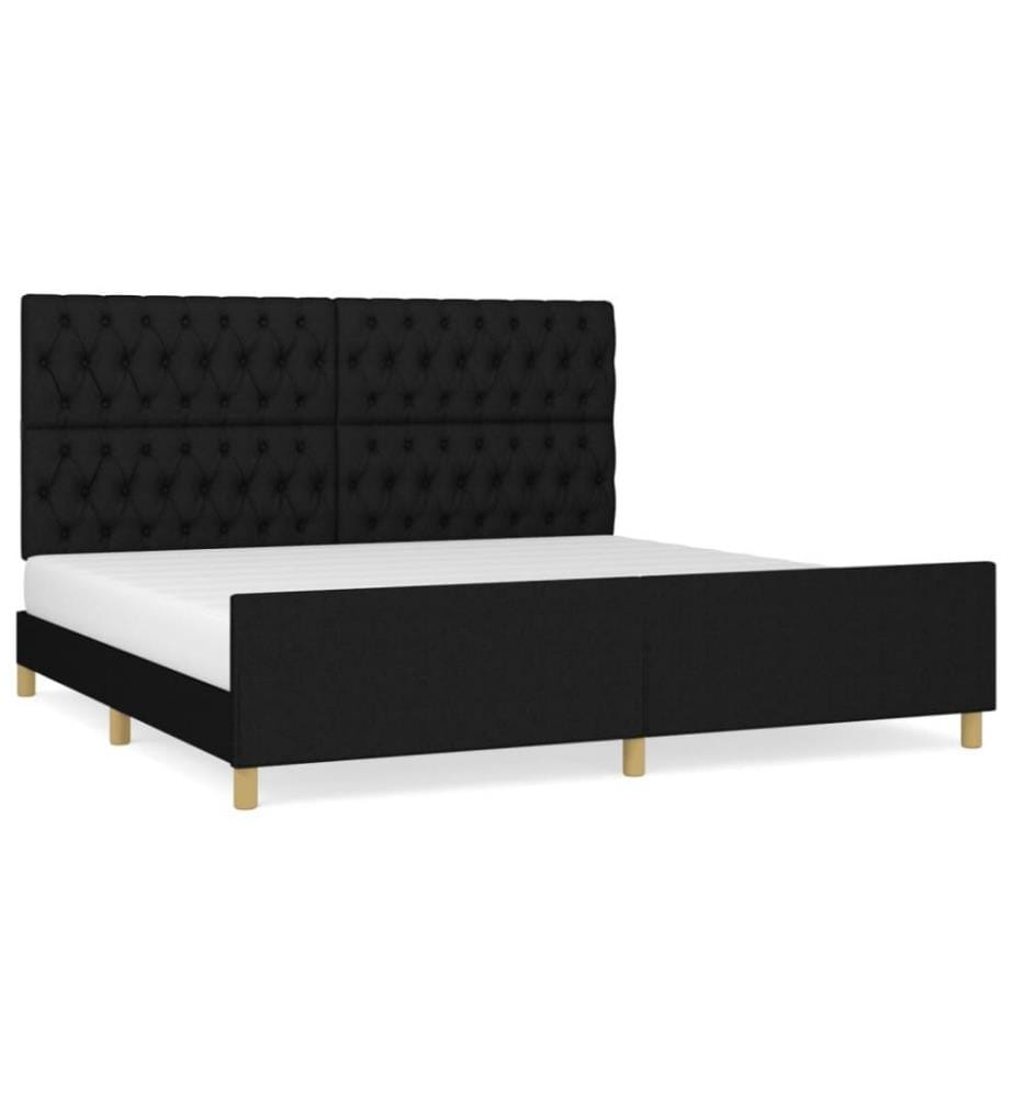 Cadre de lit avec tête de lit Noir 200x200 cm Tissu