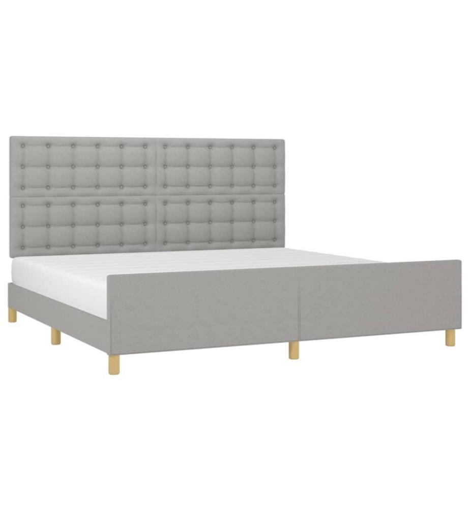 Bettgestell mit Kopfteil Hellgrau 200x200 cm Stoff