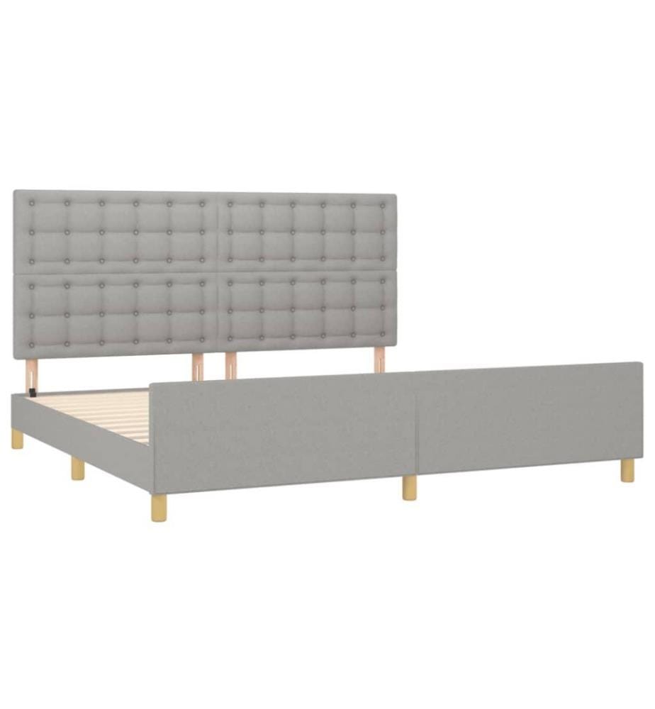 Bettgestell mit Kopfteil Hellgrau 200x200 cm Stoff