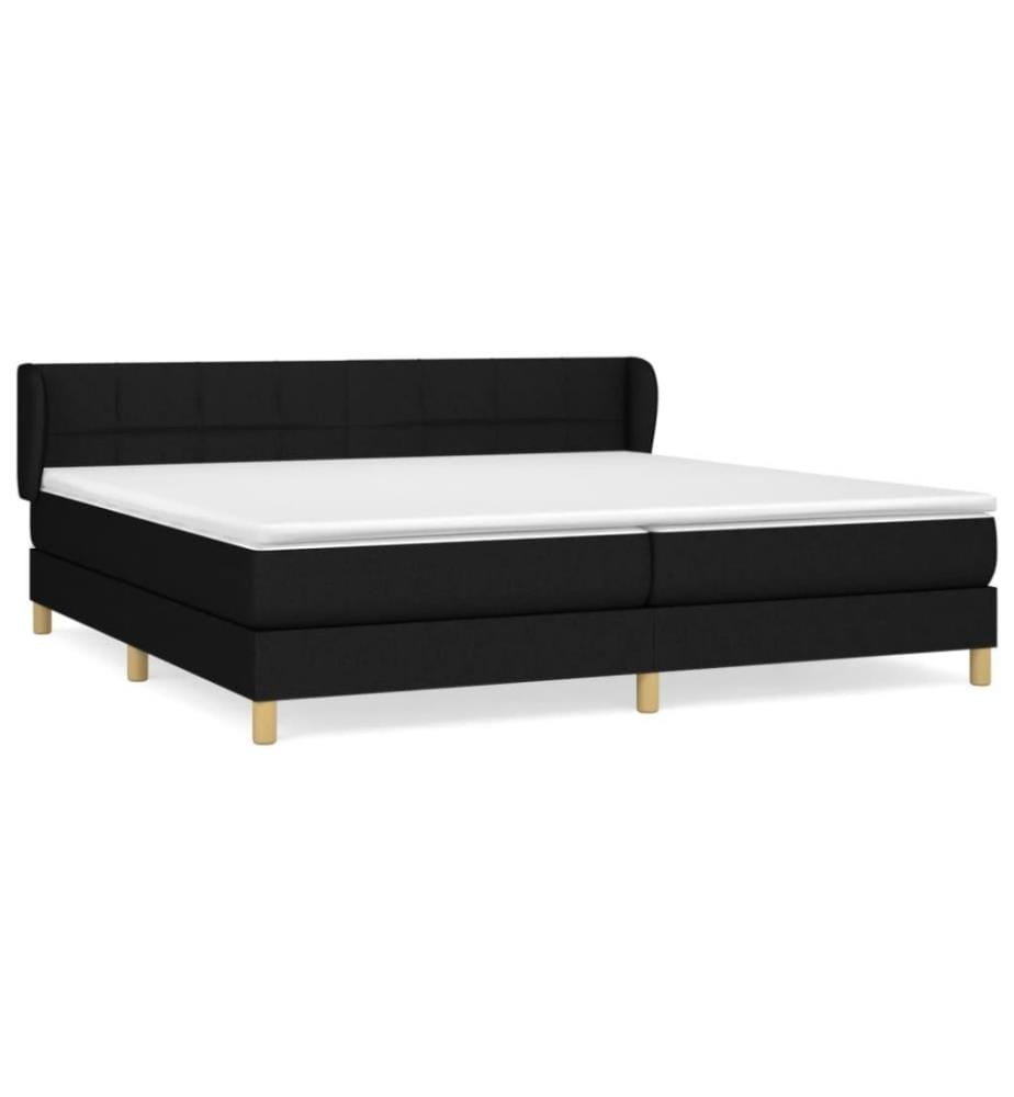 Lit à sommier tapissier avec matelas Noir 200x200 cm Tissu