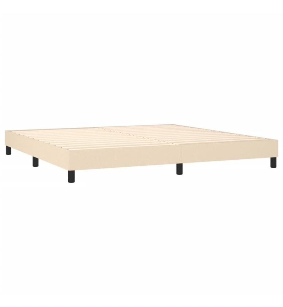 Sommier tapissier et matelas et LED Crème 200x200 cm Tissu