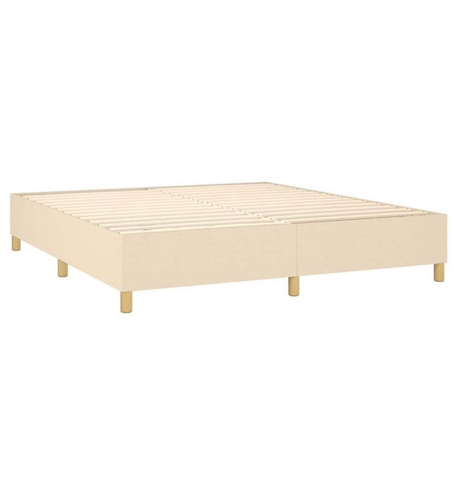 Sommier à lattes de lit et matelas et LED Crème 180x200cm Tissu
