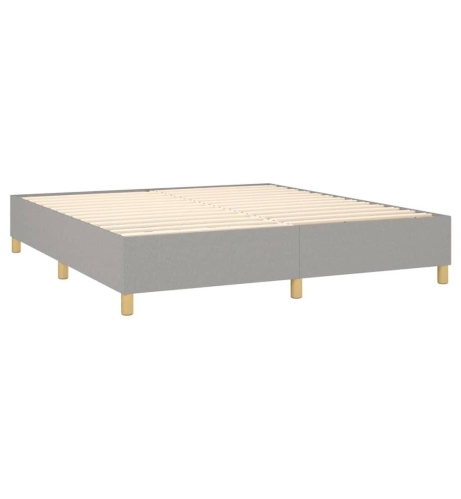Sommier tapissier et matelas et LED Gris clair 180x200 cm Tissu