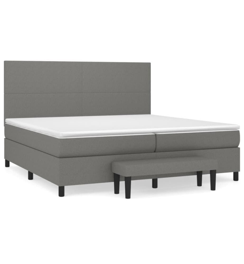 Lit à sommier tapissier avec matelas Gris foncé 200x200cm Tissu