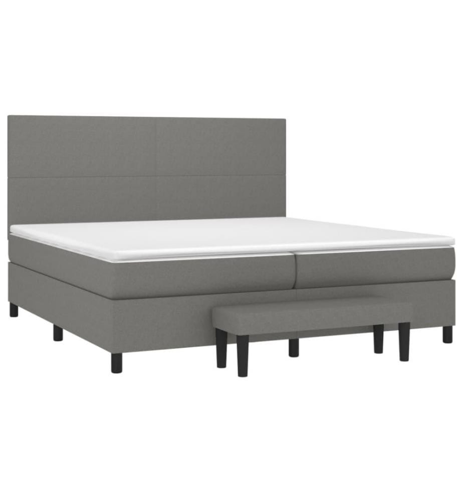 Lit à sommier tapissier avec matelas Gris foncé 200x200cm Tissu