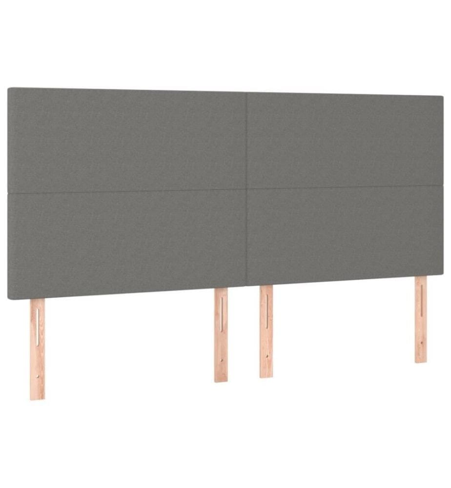 Lit à sommier tapissier avec matelas Gris foncé 200x200cm Tissu