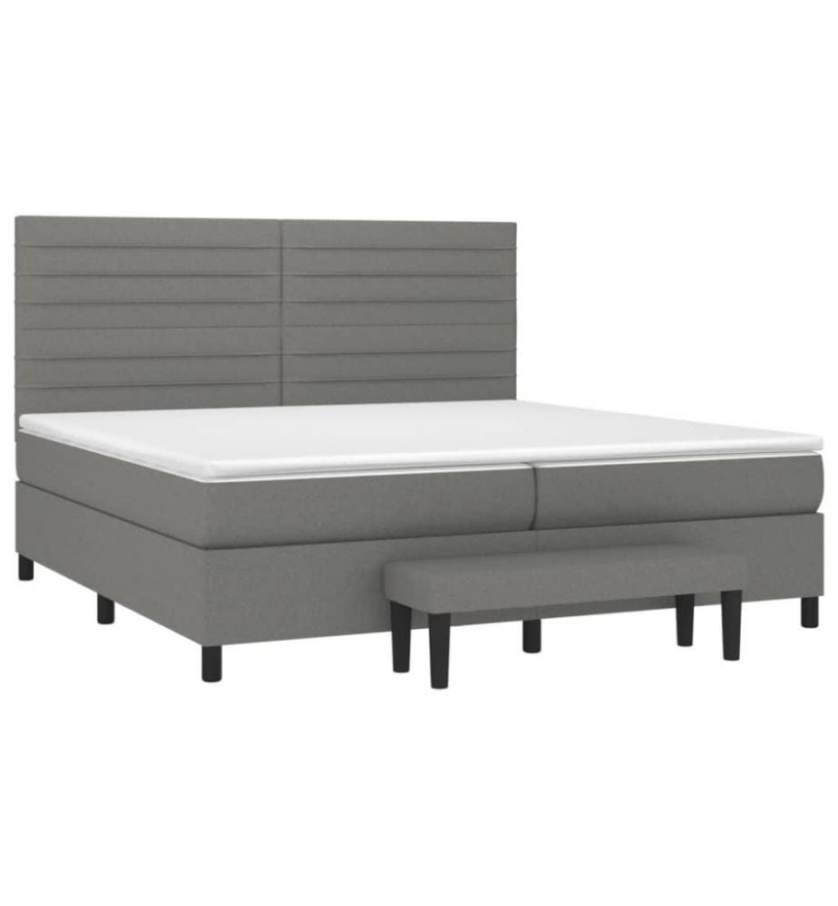 Lit à sommier tapissier avec matelas Gris foncé 200x200cm Tissu