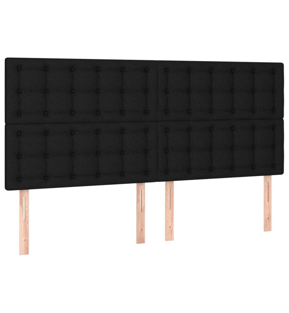 Sommier à lattes de lit avec matelas Noir 200x200 cm Tissu