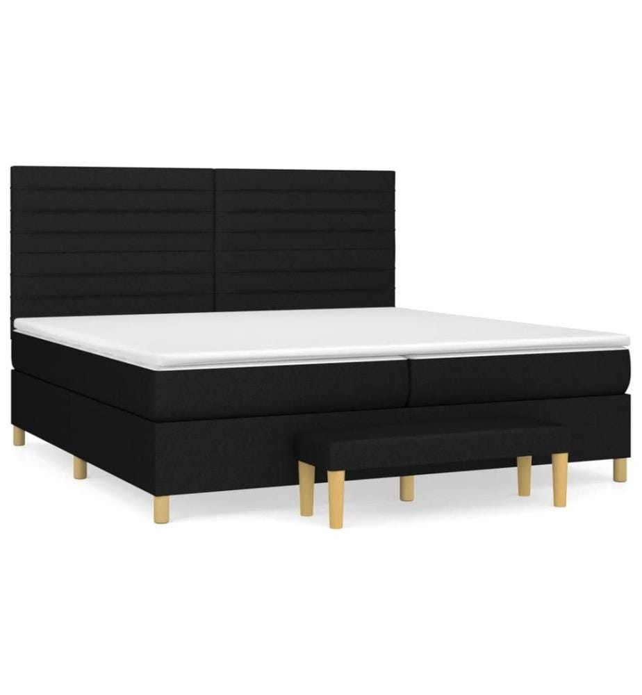 Lit à sommier tapissier avec matelas Noir 200x200 cm Tissu