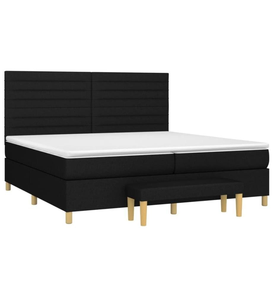 Lit à sommier tapissier avec matelas Noir 200x200 cm Tissu