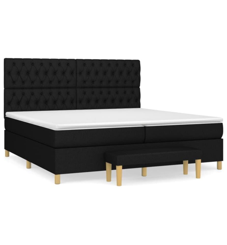 Lit à sommier tapissier avec matelas Noir 200x200 cm Tissu