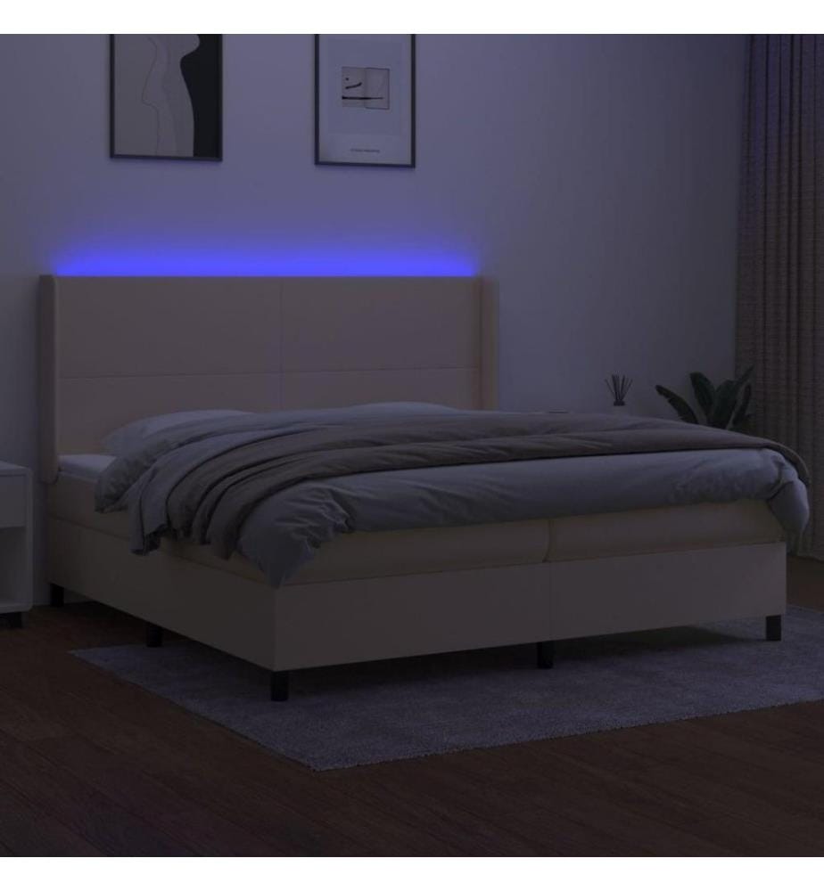 Boxspringbett mit Matratze & LED Creme 200x200 cm Stoff