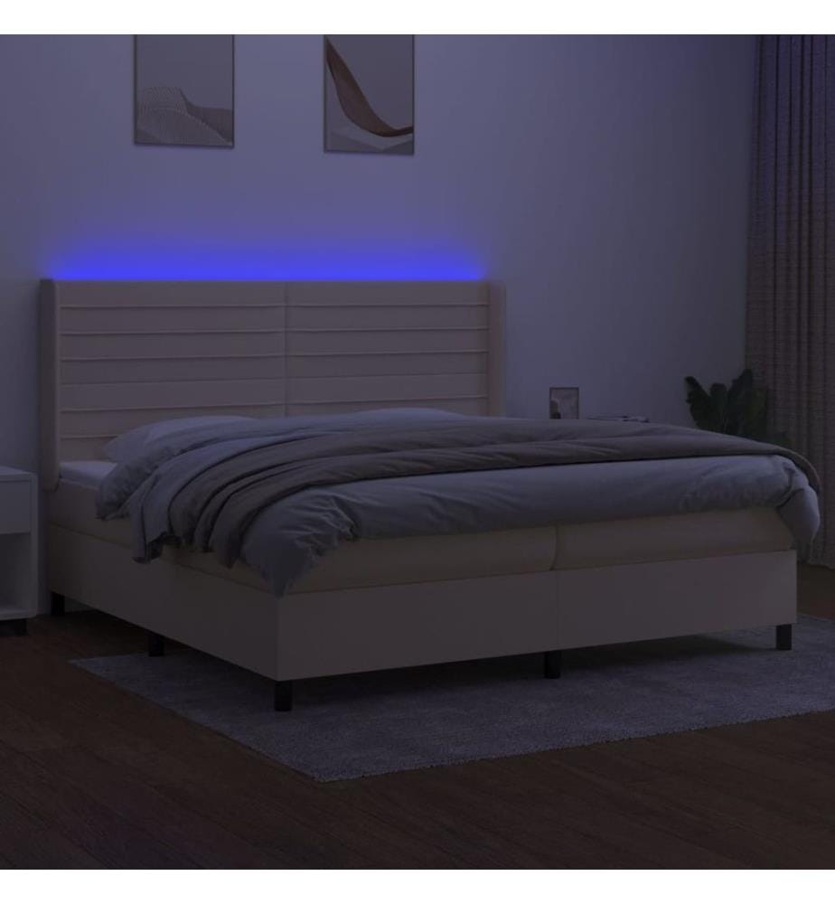 Boxspringbett mit Matratze & LED Creme 200x200 cm Stoff