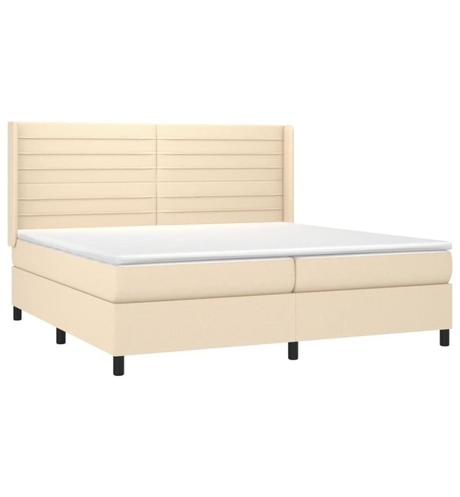 Boxspringbett mit Matratze & LED Creme 200x200 cm Stoff