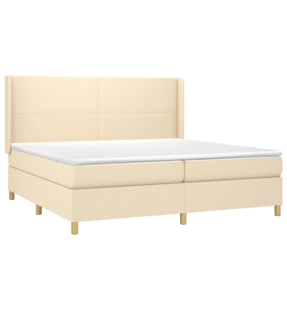 Boxspringbett mit Matratze & LED Creme 200x200 cm Stoff