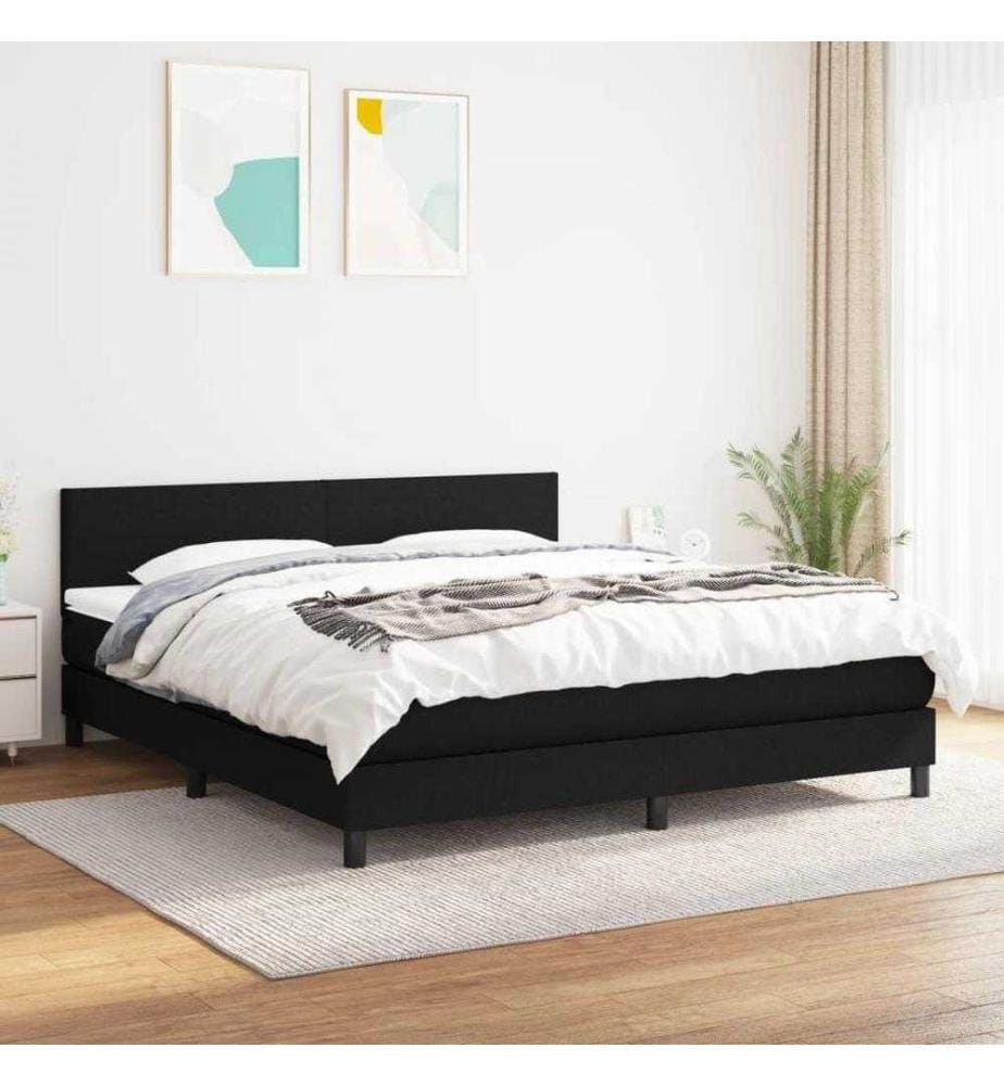 Lit à sommier tapissier avec matelas Noir 180x200 cm Tissu