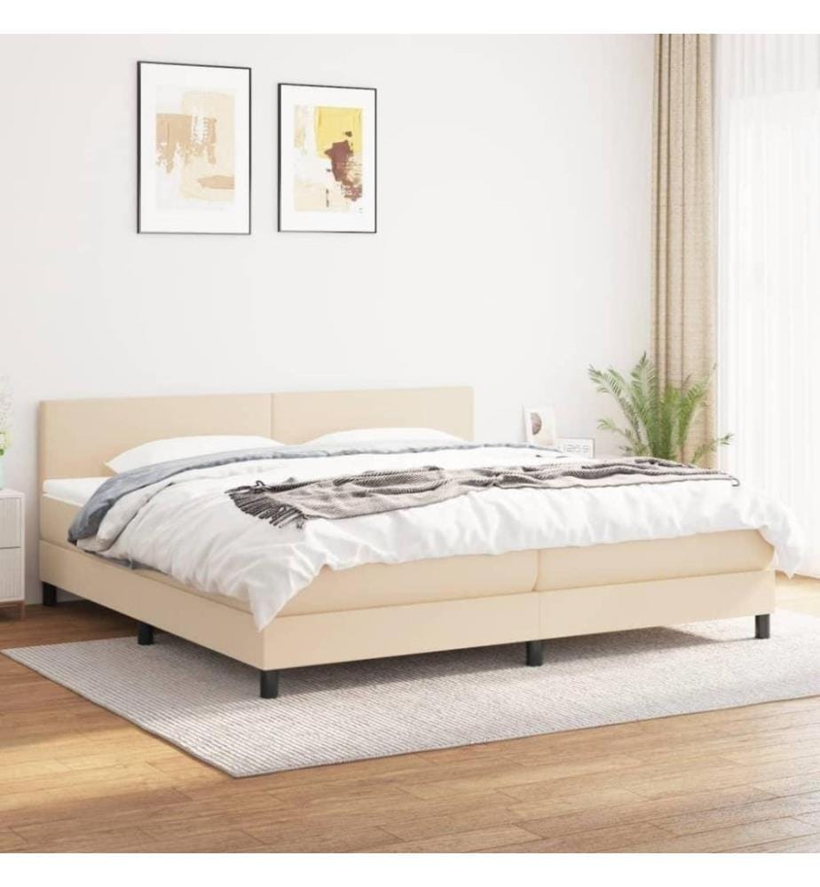 Boxspringbett mit Matratze Creme 200x200 cm Stoff