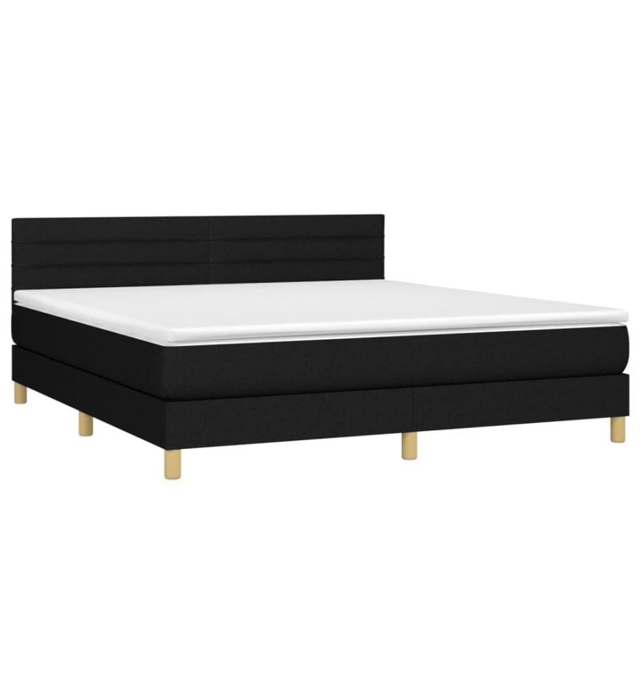 Lit à sommier tapissier avec matelas Noir 180x200 cm Tissu