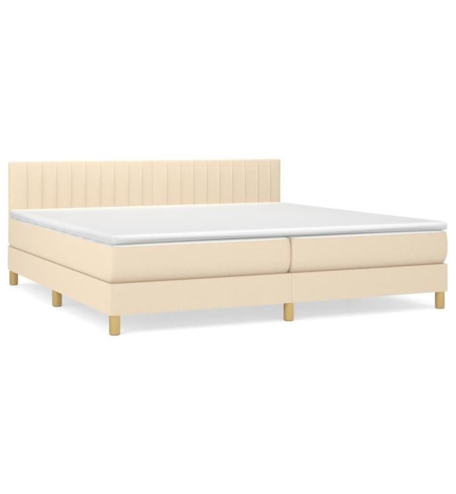 Boxspringbett mit Matratze Creme 200x200 cm Stoff