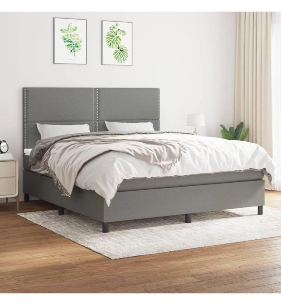 Boxspringbett mit Matratze Dunkelgrau 180x200 cm Stoff